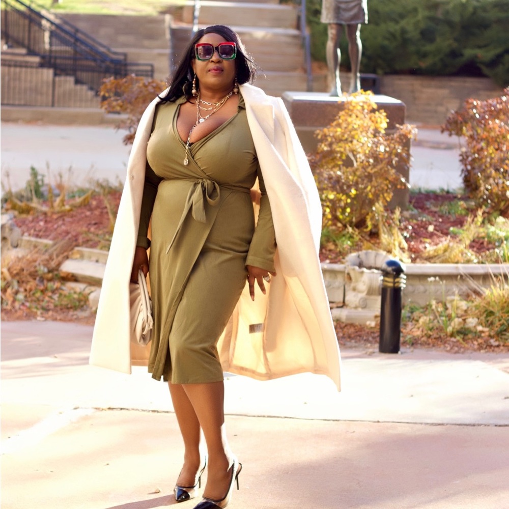 Olive wrap dress WL